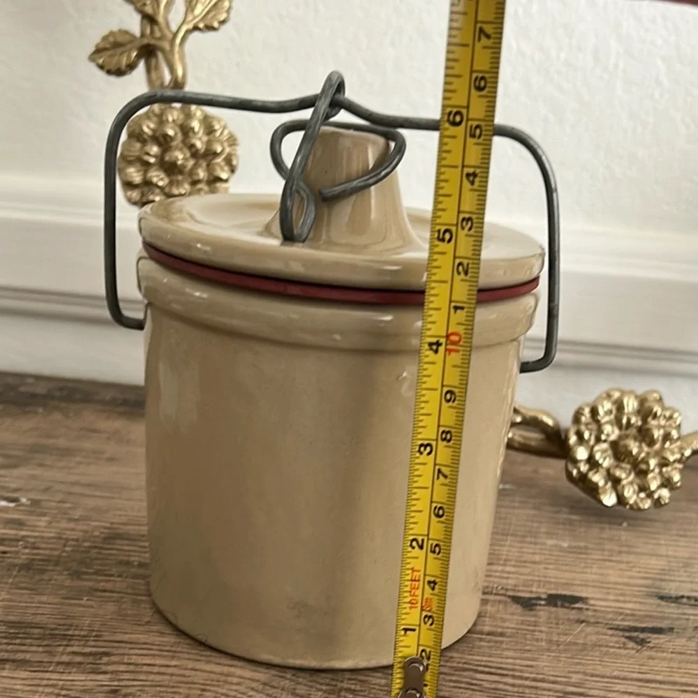 Vintage Brown Stoneware Crock with Handle